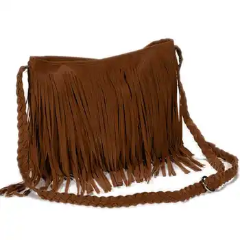 

Fringed handbag shoulder bag woman tendency Brown