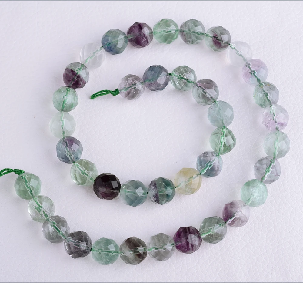 

2PCS 8-12mm High Quality Natural Faceted Colorful Fluorite Beads