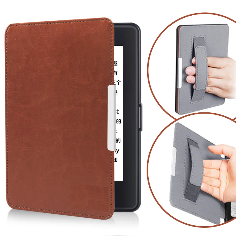 Brown Для Amazon Kindle Paperwhite чехол из искусственной кожи смарт-чехол с ремешком и креплением на руку для Kindle Paperwhite 1/2/3 " планшетный ПК чехол - Цвет: Brown