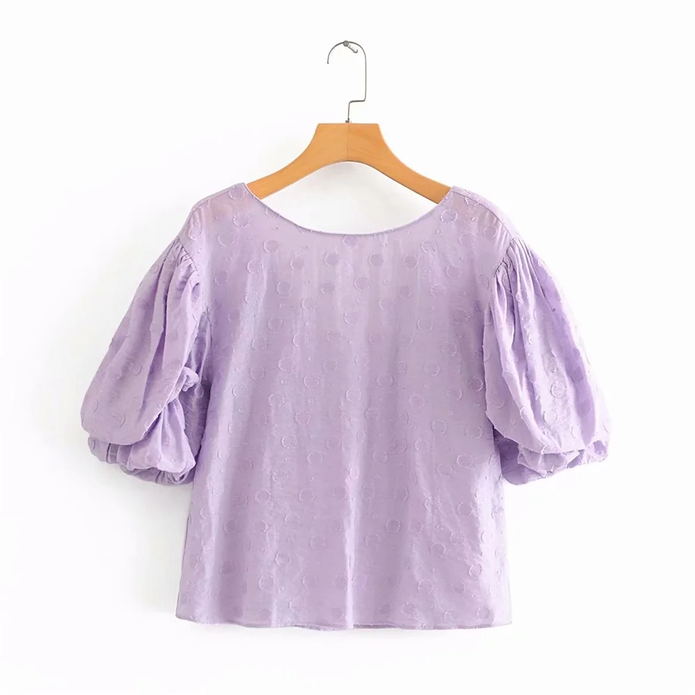 2020 Летняя женская новая плиссированная Свободная рубашка с рукавами фонариками