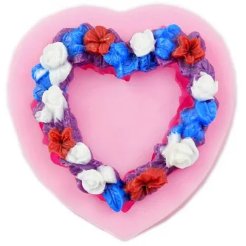 

100pcs Heart Flower Garland Silicone Mold Clay Fondant Molds Aroma Wax Silicone Mold For Car Pendant Gypsum Plaster Mould
