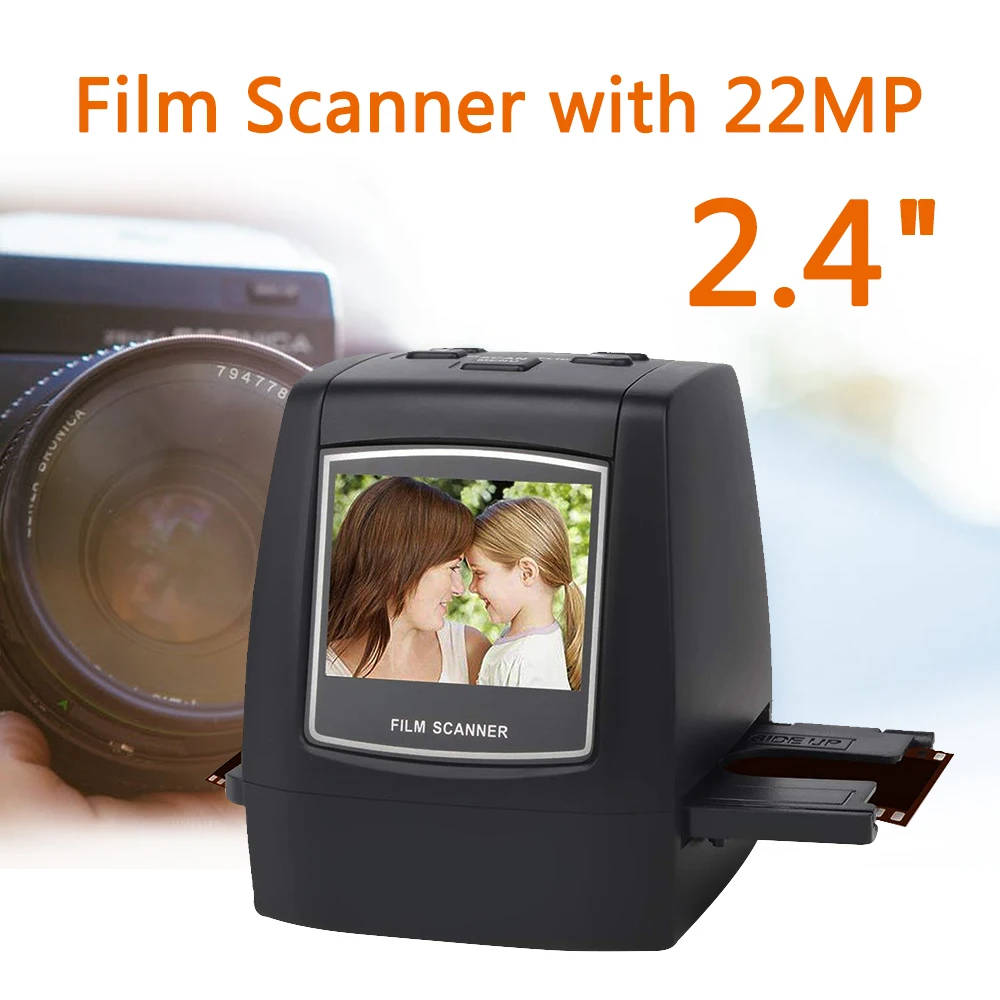 Film Scanner with 22MP Converts 126KPK/135/110/Super 8 Films Slides Negatives All in One into Digital Photos,2.4" LCD Screen