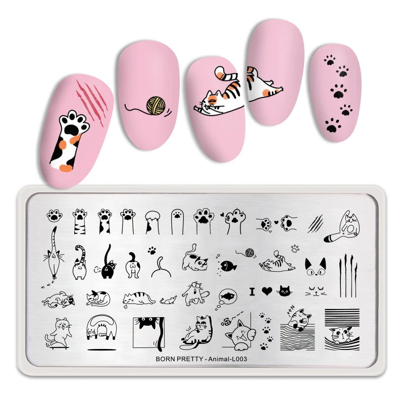 Animal L003 От BORN PRETTY, рисунок с животными, набор для стемпинга и нейл-шаблон штамповочных плит и совой для детей цветок Image Plate трафарет - Цвет: Animal L003