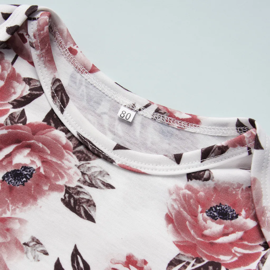Г. Комбинезон с длинными рукавами и цветочным рисунком для новорожденных девочек; штаны с бантом; комплект одежды; хлопковая смесь; модные комплекты для малышей с круглым вырезом