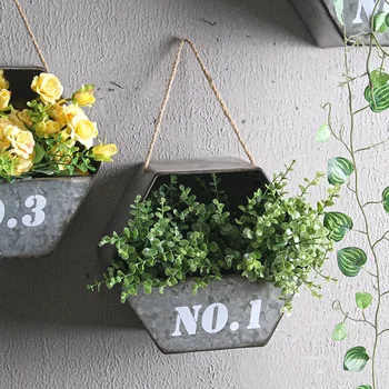 

1pcs Retro Iron Flower Pot Wall Hanging Flower Stand Balcony Garden Plant Storage Rack With Hemp Rope Flower Basket Metal