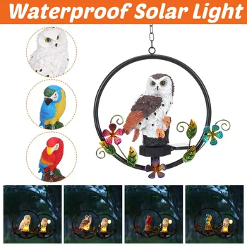 

2020 New To Lawn Lamp Creative Solar Owl IP55 Wrought Iron Chandelier Garden Christmas Decoration Garden Lamp warm white Light