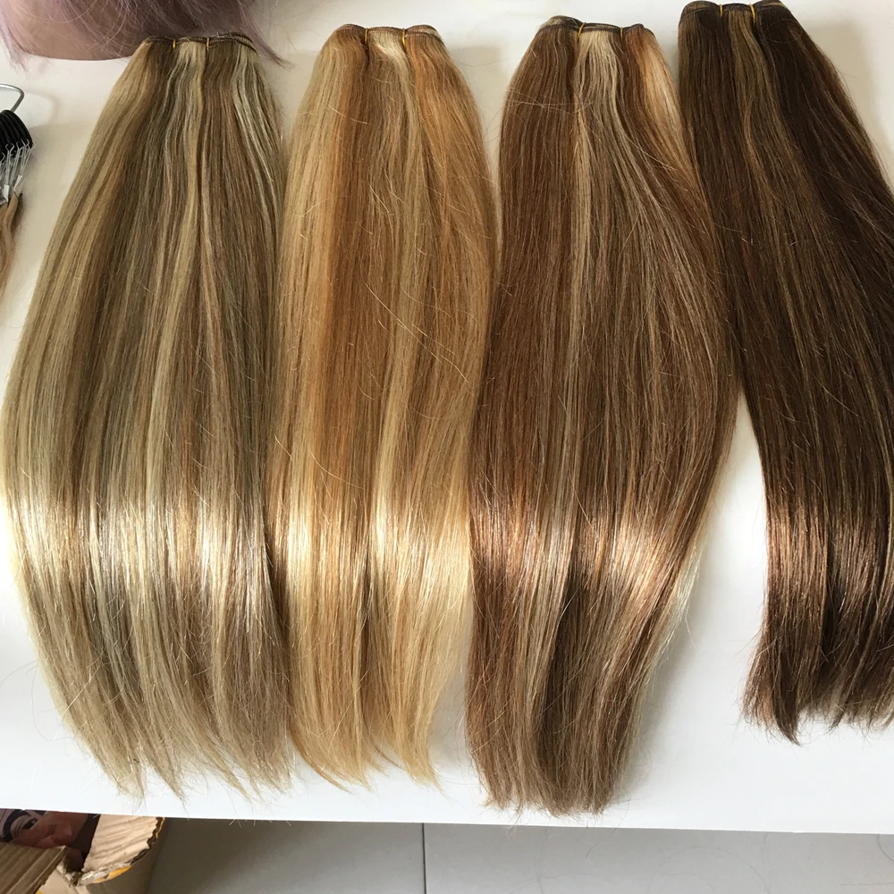 30inch Highlight Straight Human Hair Bundles Ombre Honey Blonde Virgin Remy Human Hair Bundles Brazilian Brown Hair Extensions