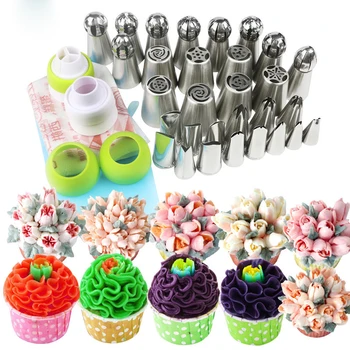 

43Pcs Big Size Russian Pastry Icing Piping Nozzles Stainless Steel Decorating Tip Cake Cupcake Decorator Rose Accessories Kitche