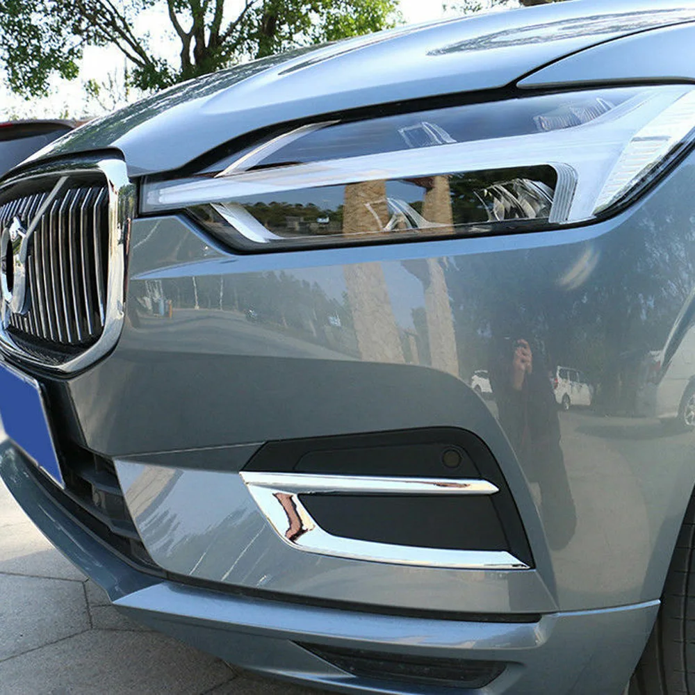 2pcs Chrome Front Fog Lights Lampshade Decor Sticker Trim For Volvo XC60-19