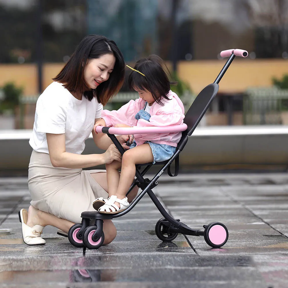 

QIXIAOBAI 2.9KG Portable Folding Aluminum Alloy Children Lightweight Cart Chair Baby Four Wheels Stroller from xiaomi youpin