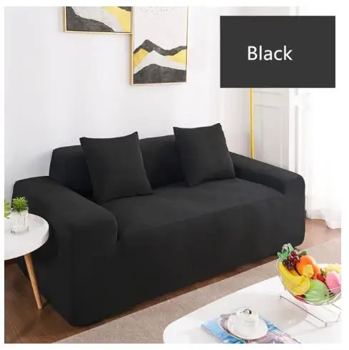 Флисовый чехол для дивана Универсальный Водонепроницаемый Чехол для дивана сплошной цвет эластичный чехол нескользящий полный Чехол для дивана - Цвет: black