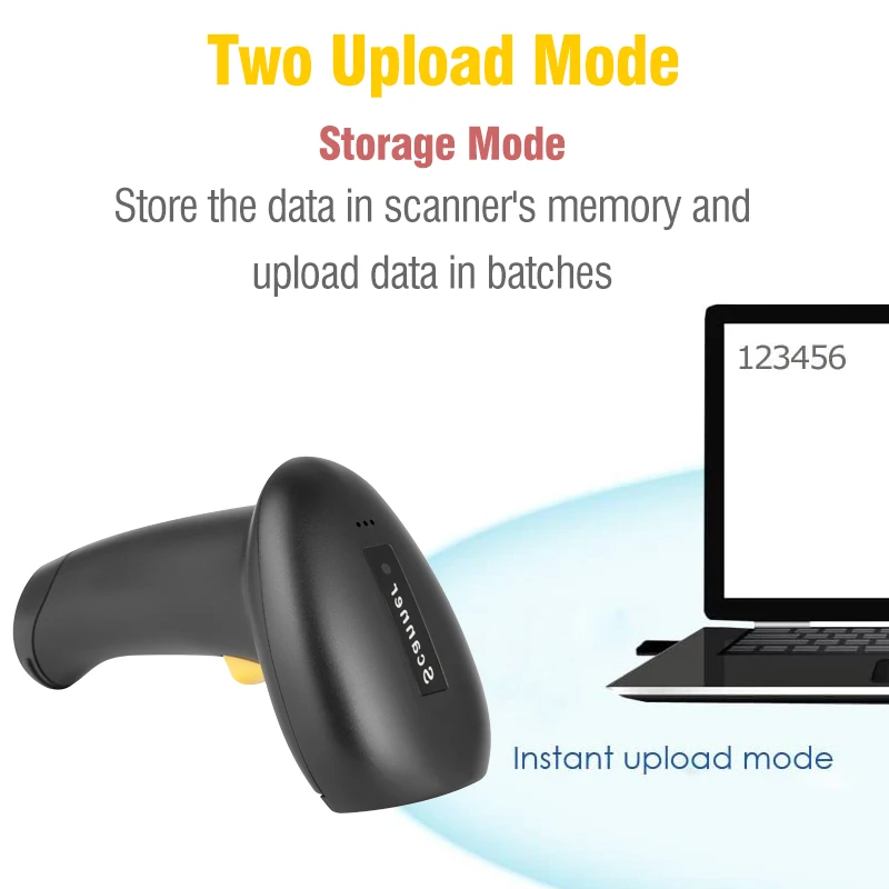 Barcode scanner: 2.4G barcode scanner wireless wired 1D 2D QR Pos portable handheld bar code data matrix reader bar gun multi language keyboard