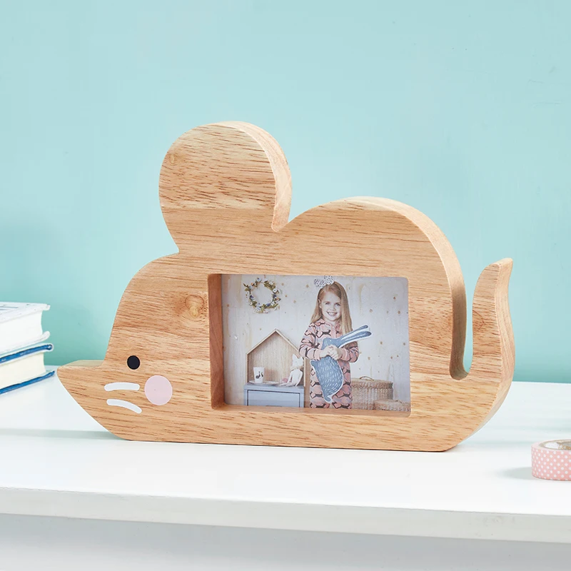 

Cute Mouse Photo Frame Solid Wood Decoration Picture Frame Room Accessories
