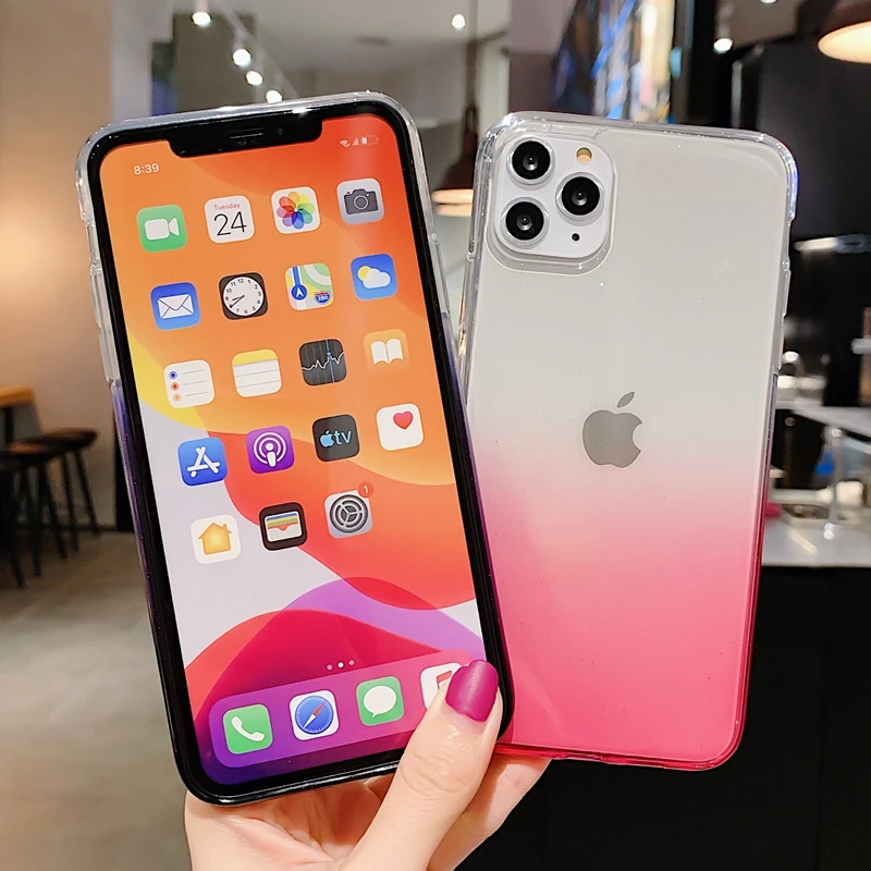 Простой Прозрачный градиентный чехол для телефона iPhone 11 Pro Max XS X XR 7 8 6 6S Plus мягкие