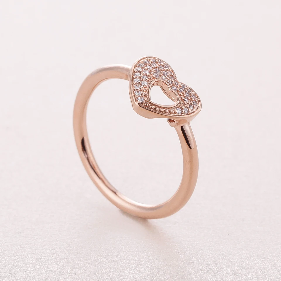 Shimmering Puzzle Heart Frame Ring 