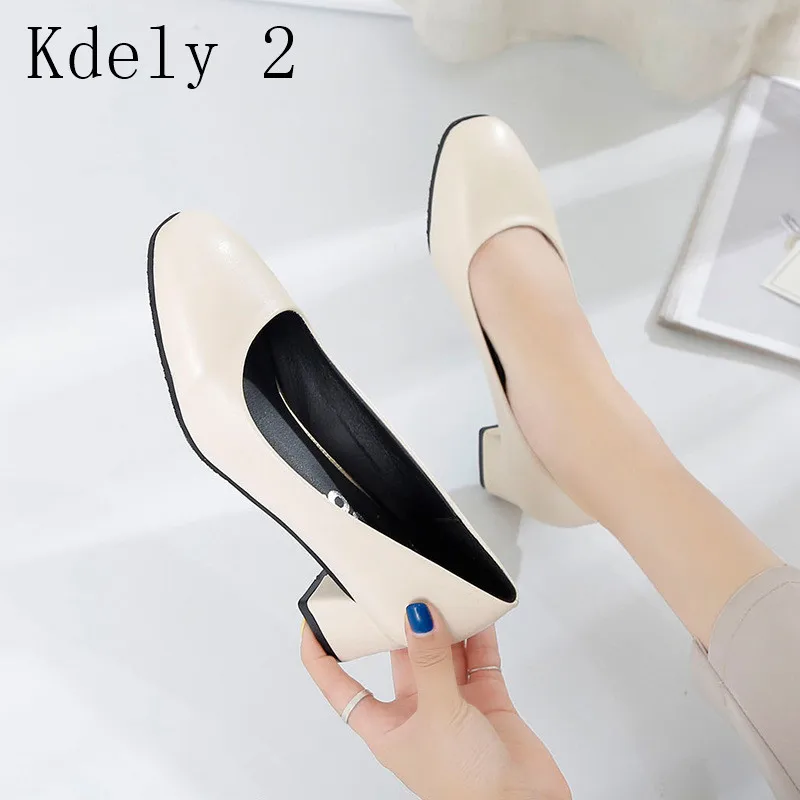 

Women Pumps Fashion Square Toe Low Chunky Heel Slip On Casual Lady Office Summer Autumn Daily Shoes