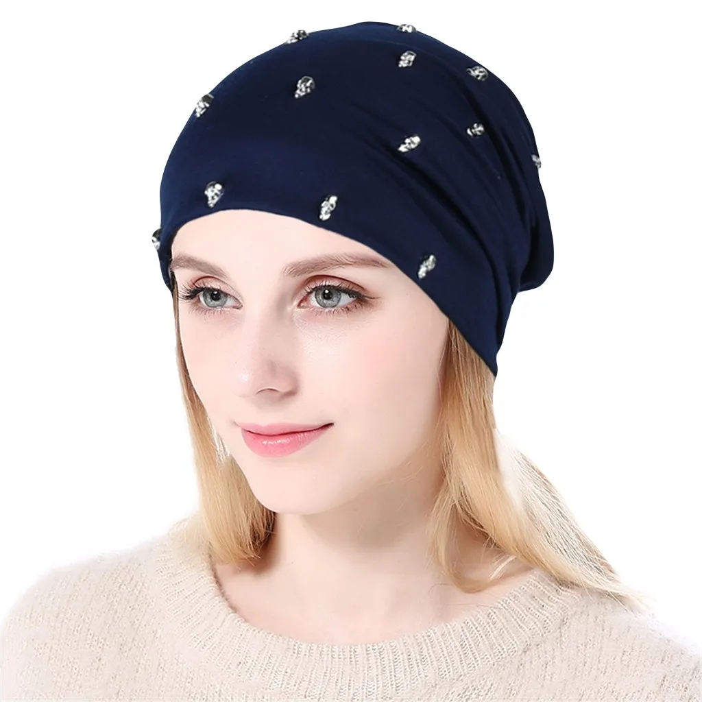 Fashion Women keep warm winter hat Soild India Shantou Stretch Turban knitt Hat Hair Loss Head Scarf Wrap sombrero mujer