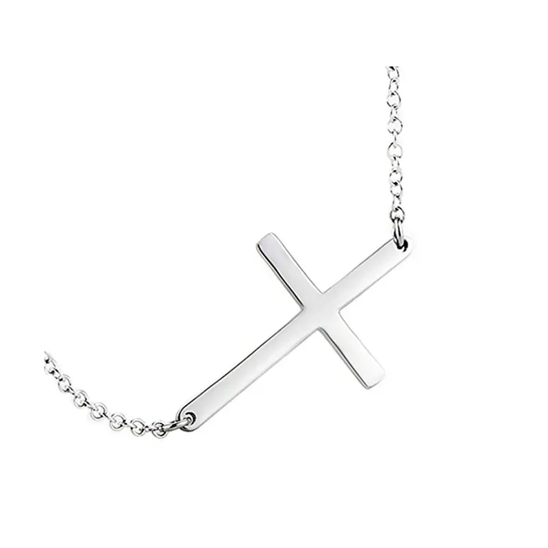 WAWFROK z boku Cross Choker z nerezové oceli jednoduchý malý kříž přívěsek z nabídky Stříbro / zlato / růže Zlaté barvy náhrdelník šperky