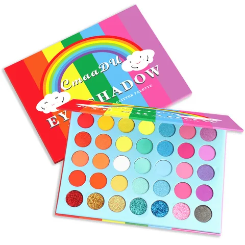 Eyeshadow Palette 35 Color Colorful Neon Eyeshadow Matte Sequin Metallic Waterproof Glitter Cosmetics New Shadow TSLM2