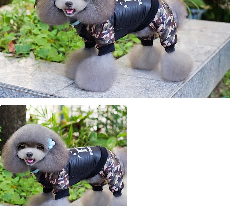 Зимняя одежда для домашних животных для собак камуфляж FBI Puppy куртка для питомца теплый флисовый комбинезон для собак чихуахуа французская одежда для бульдога