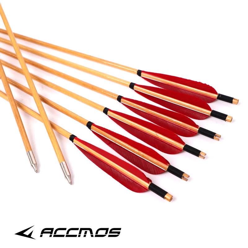 

6/12/24pcs 32" OD8mm Traditional Handmade Natural Wooden Arrows 5" Turkey Feathers Target Wood Arows For Archery Recurve Bow