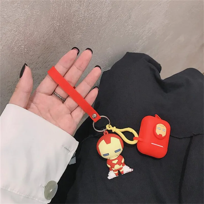 Marvel мультфильм аниме Airpods силиконовый чехол Супермен, супергерой Человек-паук Бэтмен, Железный человек Bluetooth гарнитура зарядное устройство силиконовый чехол