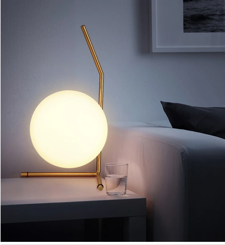 Modern LED Table Lamp Bedroom Desk Lamp Glass Ball Table Lamp Polished Chrome Gold Nordic Desk Light Living Room Floor Bedside