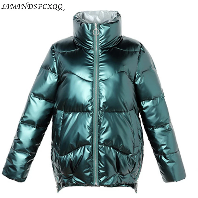 

2021 Winter Clothes Women Clothing Korean Style Loose Jacket Bright Casual Stand Collar Chaqueta Mujer Coats And Jackets Women