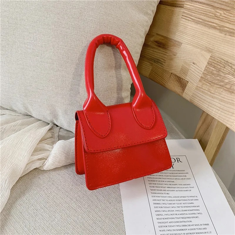 Raged Sheep New Baby Girl Purse Handbags Children Wallet Girls Mini Messenger Bags Solid Color Shoulder Kids Tote Princess Bag - Цвет: Красный