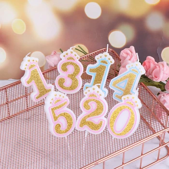 

1PC Blue Pink Cake Number Candle Birthday Party 0 1 2 3 4 5 6 7 8 9 Anniversary Cake Numbers Age Candle Party Decoration