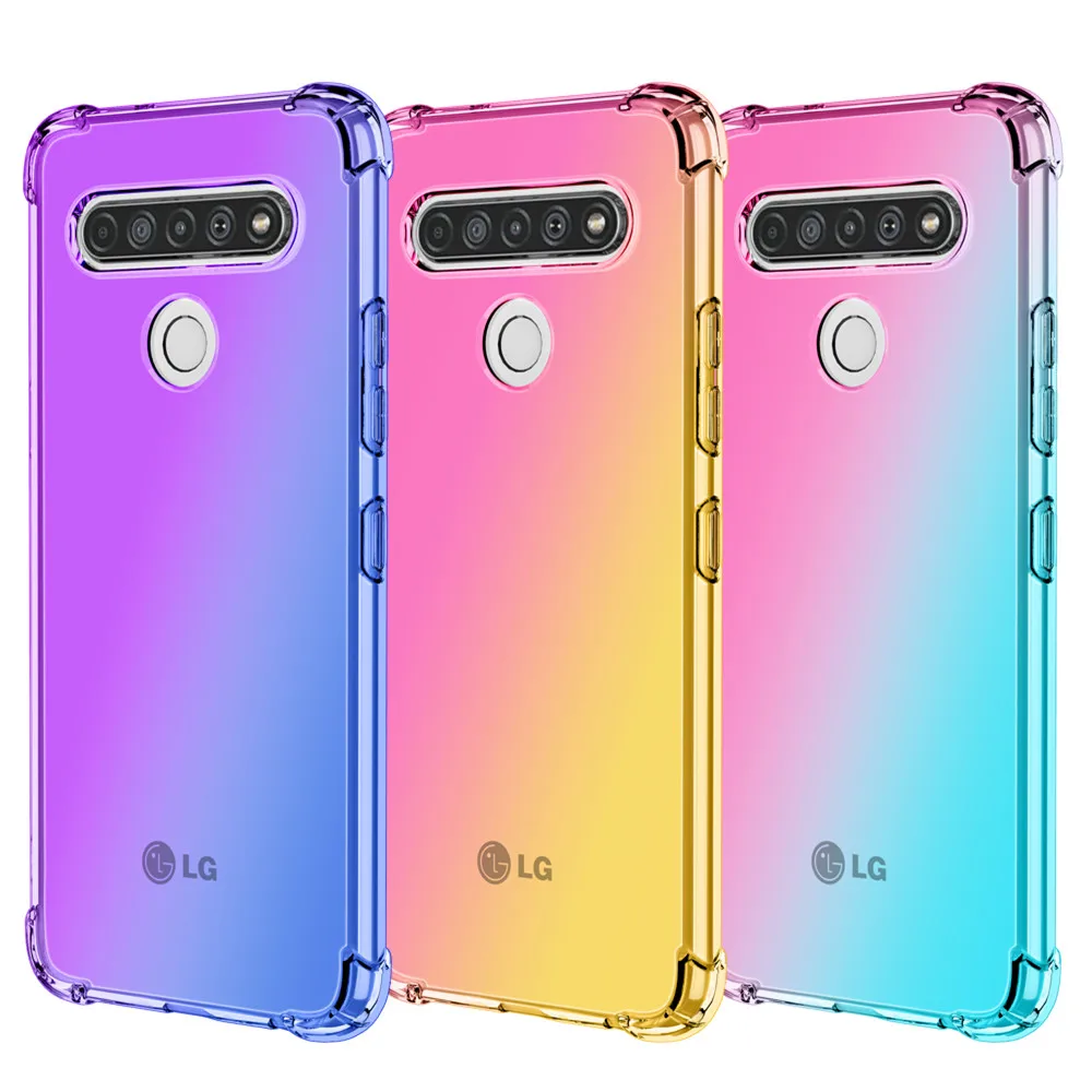 Противоударный прозрачный градиентный чехол для LG K61 K51 K51S K50 K50S K41S K40S K31 Q51 Q60 Stylo 6 5