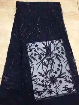 

Cheap high quality beaded sequin embroidery French tulle lace fabric/ latest style Nigerian tulle lace fabric FFD-111