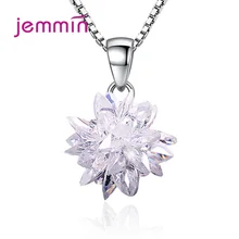 Новые Блестящие Кристаллы Ювелирные наборы для женщин AAA CZ ледяной цветок висячие серьги ожерелье Женская мода 925 пробы серебряные ювелирные изделия