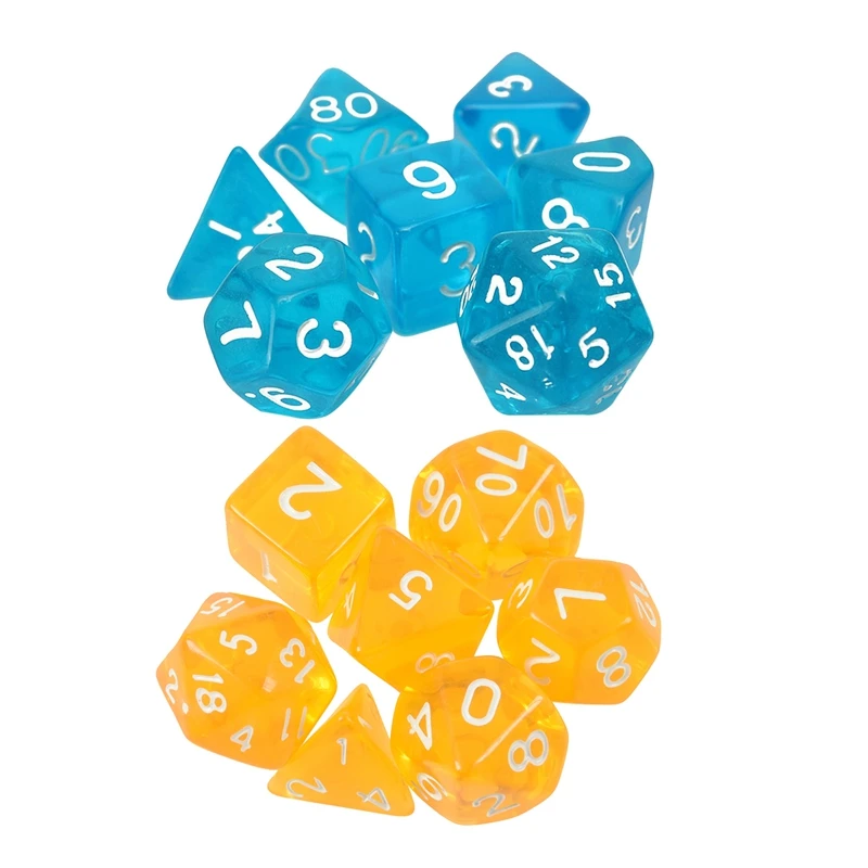 14-кости Двусторонняя D4 D6 D8 D10 D12 D20 MTG магия сбор D прозрачный синий и желтый