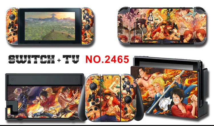 1set New Cute Anime Full Body Sticker for NS Switch Protective Cover Skin Colorful Art for Game Console Joy-Con Controller Decor