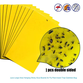 

1PCS Double Side Glue Stickers Strong Flies Traps Bugs Sticky Board Fly Trap Catchers Bug Insect Killer Pest Control Leafminer