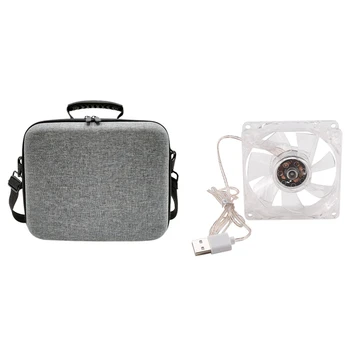 

Case Hard Shell Storage Bag for Nintendo Switch Console & 4 Colors Lamps 8cm USB Colorful Light Transparent Cooling Fan