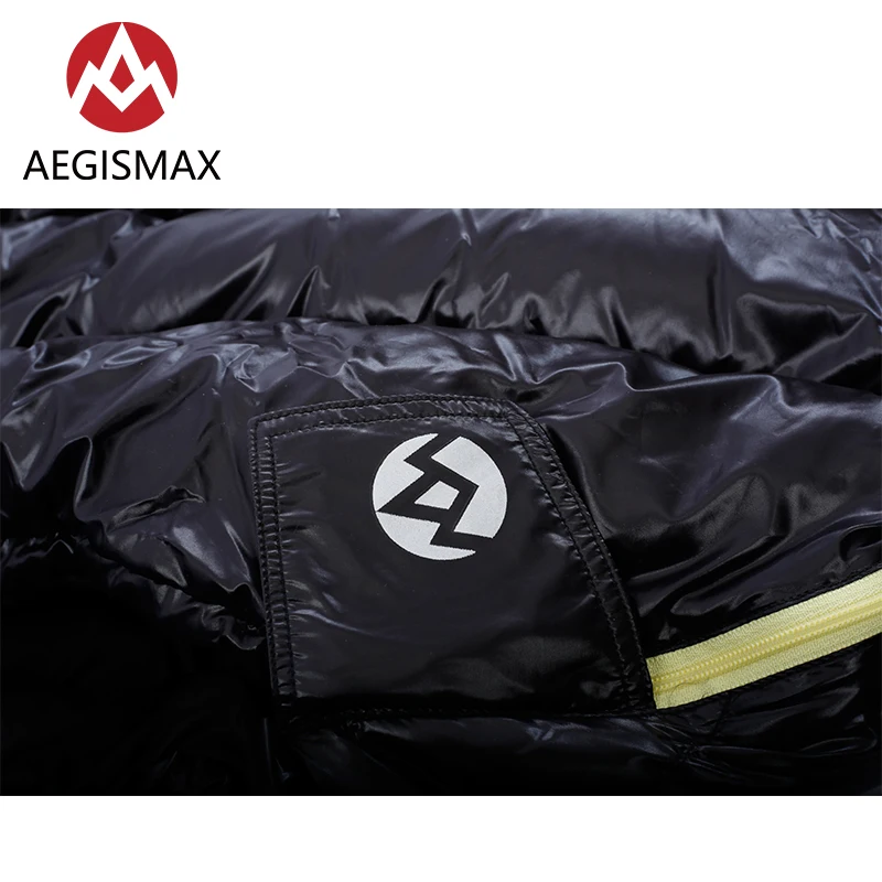 Спальный мешок AEGISMAX для взрослых длина 200x86 см черный ультралегкий с гусиным