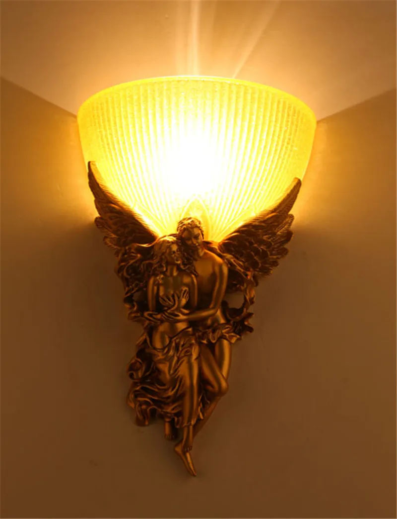 European style Resin wall Lamp for living bedside lampbackground wall Light deco Corridor stair, Angel Love Glass Wall sconces