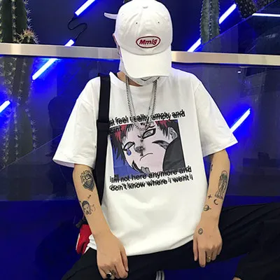 Bai11 Harajuku Мужская футболка Наруто Саске боль крутая печать унисекс короткий рукав футболки уличная японская аниме забавная Футболка с принтом - Цвет: Bai11
