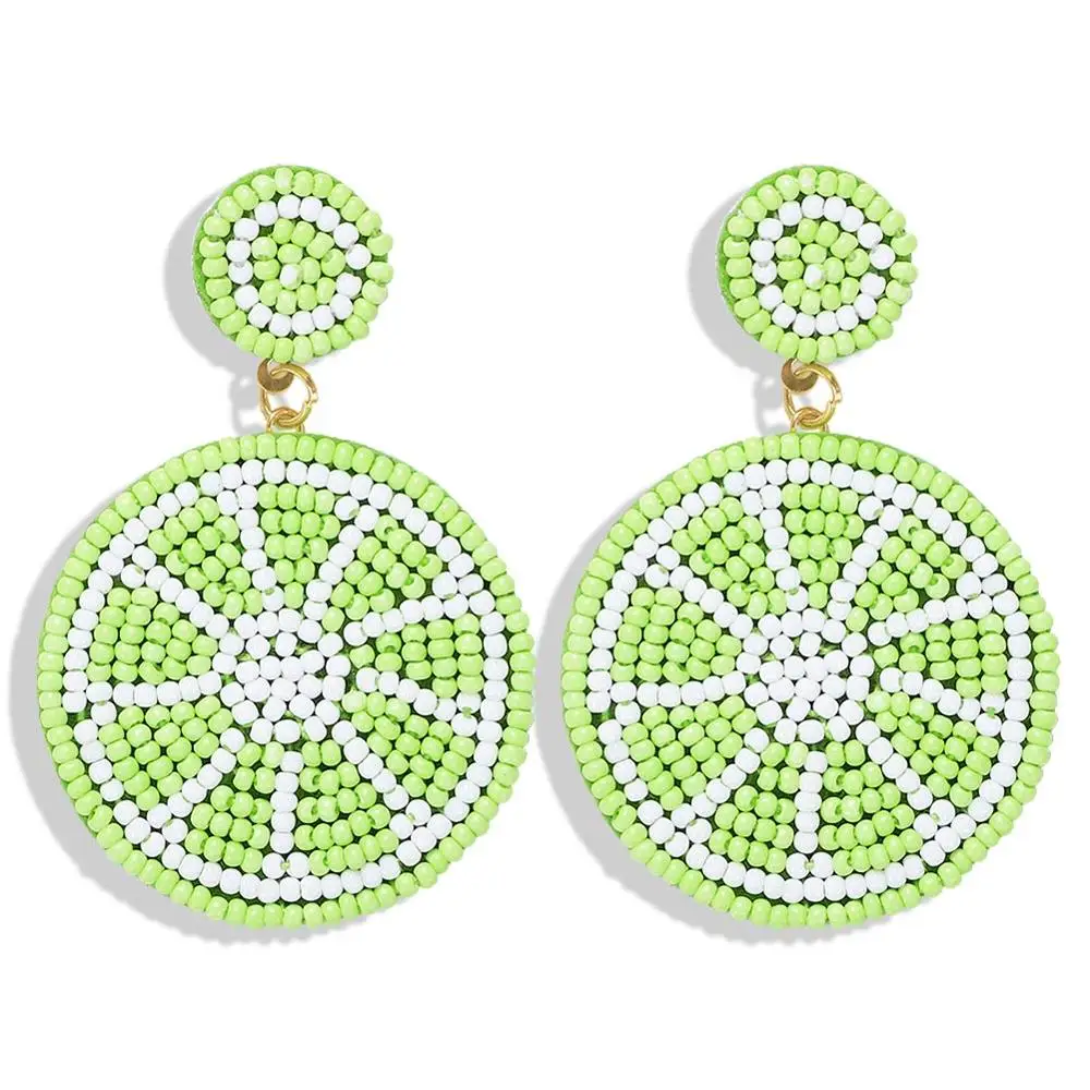 green 23 Girlgo Горячие Za Зеленые Бусины Висячие серьги для женщин модные ювелирные изделия этнический бисер эффектные пальчиковые Серьги Висячие Brincos Ювелирные Изделия - Окраска металла: green 23