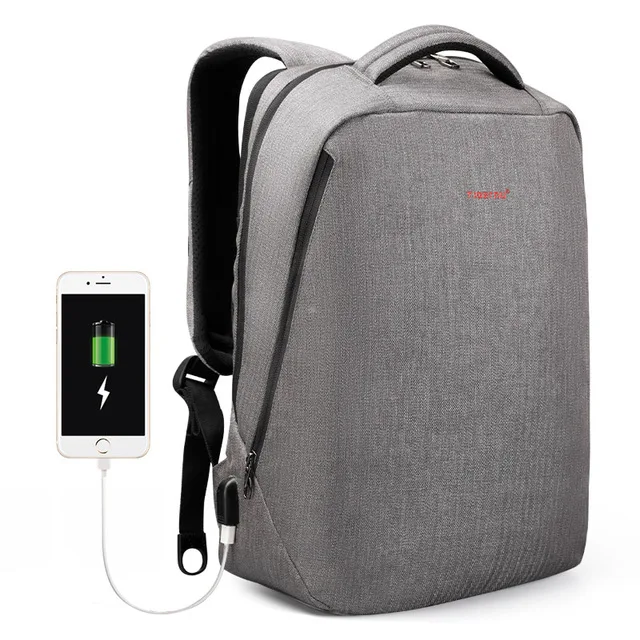 USB Light Grey Tigernu Водоотталкивающие Противоугонные Мужчины 15.6 дюймов Ноутбук Рюкзаки 24L Школьная сумка для Мальчиков Деловые Путешествия Мужской женский - Цвет: USB Light Grey