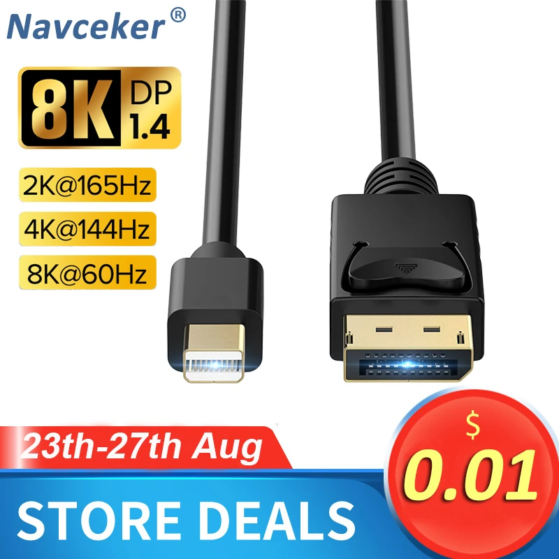 Кабель-адаптер Navceker 4K @ 144 Гц Thunderbolt Mini Displayport-Displayport 1 4 | Электроника