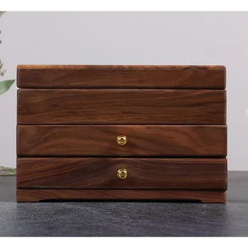 

3-layer Walnut Jewelry Organizer Wooden Storage Box Case Chest, Trinkets Box