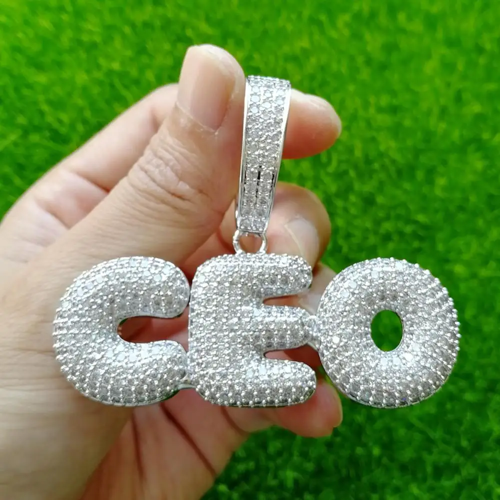 Пользовательское имя буквы латунь установка CZ кулон Iced Out AAA цирконовая цепочка хип хоп Ожерелье для мужчин ювелирное изделие подарок CN154