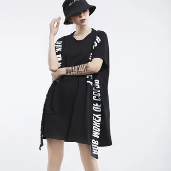 

Printed Letter High Quality Summer Dresses for Women Loose O Neck Streetwear Woman's Dress Short Sleeve Oversize Trendy Dress