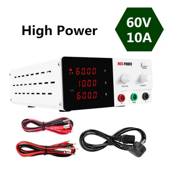 

4 Digits DC Lab Bench Power Supply 60V 10A High Power Adjustable Digital Switching Voltage Regulator Bench Power Source