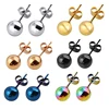 AsJerlya 2PC Surgical Steel Silver Color,Black,Gold,Rose Gold Color Ball Stud Earrings Punk Ear Tragus Ear Piercing Stud Earring 1