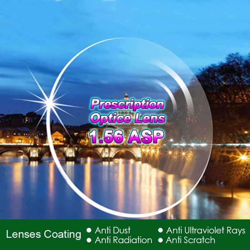 

High Quality Radiation Protection Index 1.56 Clear Optical Single Vision Lens HMC, EMI Aspheric Anti-UV Prescription Lenses,2Pcs