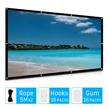 

Projection Screen Foldable 16:9 Projector 72 84 100 120 inch White Edging Projector Screen TV Home Audio Screen with Accessories